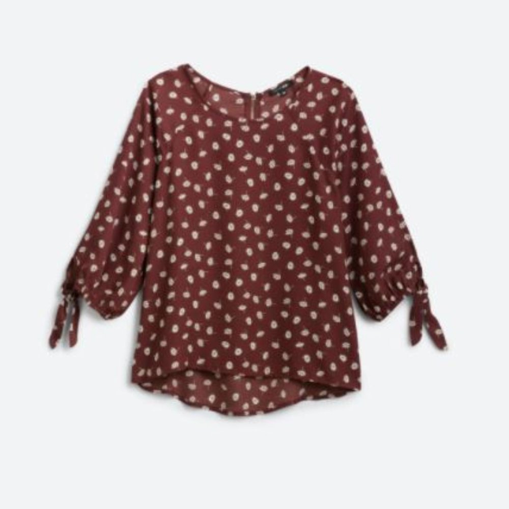 Papermoon Tie Sleeve Blouse Burgundy - Size SP